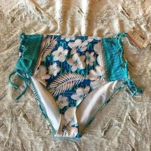 nwt Salt Life tropical high waist lace up bikini bottom size large